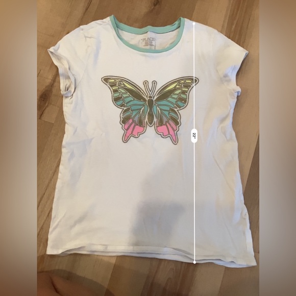 BOGO 🥳 Children’s Place glitter butterfly short sleeve T-shirt | girls L 10/12 - Picture 6 of 8